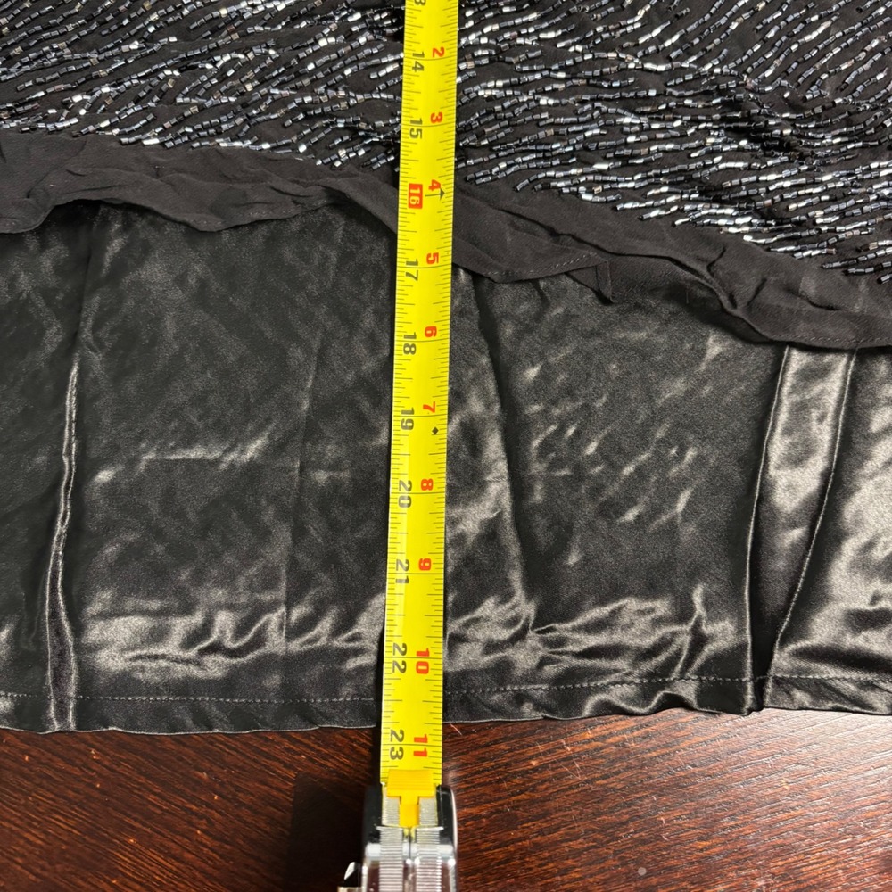 Vintage Y2K Black Beaded Midi Skirt Ruffle Hem Old Money‎ Delicate Evening Large - Picture 9 of 11